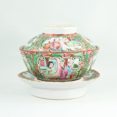 Antique Qing Dynasty Canton Famille-Rose Porcelain Gaiwan