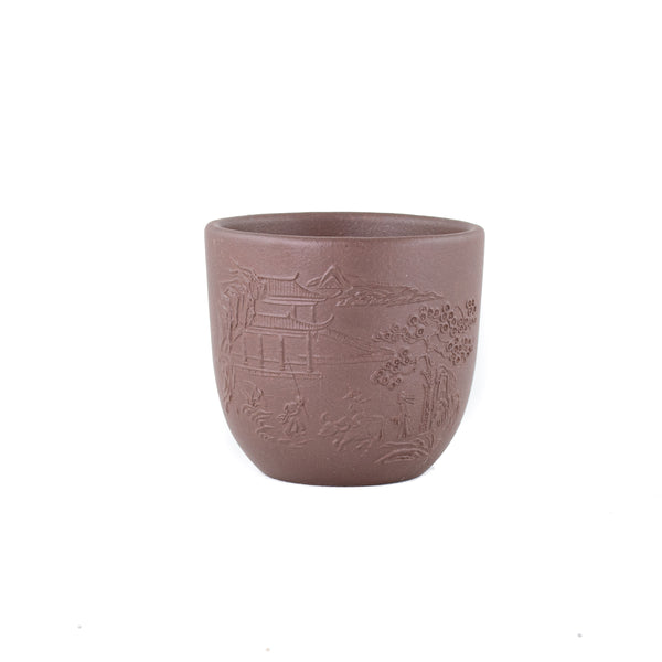 Chinese Yixing Clay Village And Poem Tea Cup