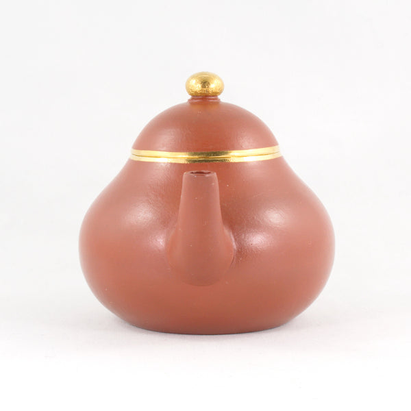 Yixing Zhuni Antique Style Gold Mounted Pear Shape Chinese Teapot