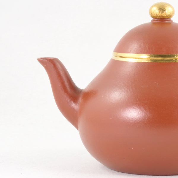 Yixing Zhuni Antique Style Gold Mounted Pear Shape Chinese Teapot