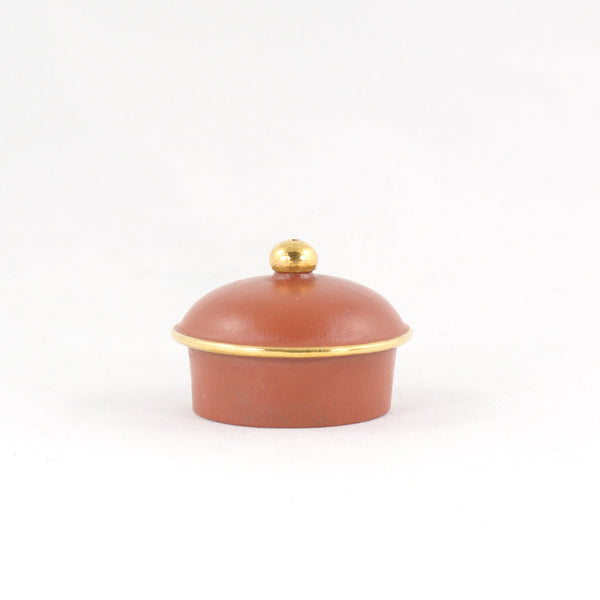 Yixing Small Zhuni Antique Style Gold Mounted Small Pear Shape Chinese Teapot