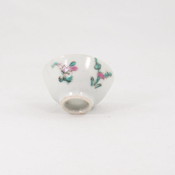 Miniature Antique Porcelain Famille-Rose Flowers Drawing Tea Cup