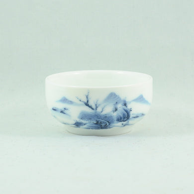 Porcelain Blue And White Wide Landscape Tea Cup