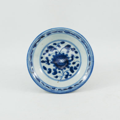 Antique Chinese Porcelain Blue and White Flower Saucer