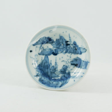 Antique Chinese Porcelain Blue and White Landscape Saucer #3