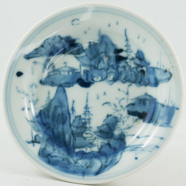 Antique Chinese Porcelain Blue and White Landscape Saucer #3