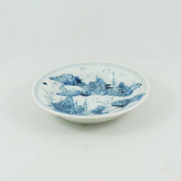 Antique Chinese Porcelain Blue and White Landscape Saucer #3