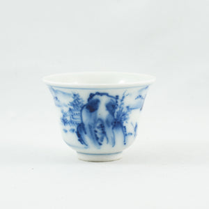 Vintage Blue and White Porcelain Landscape Tea Cup